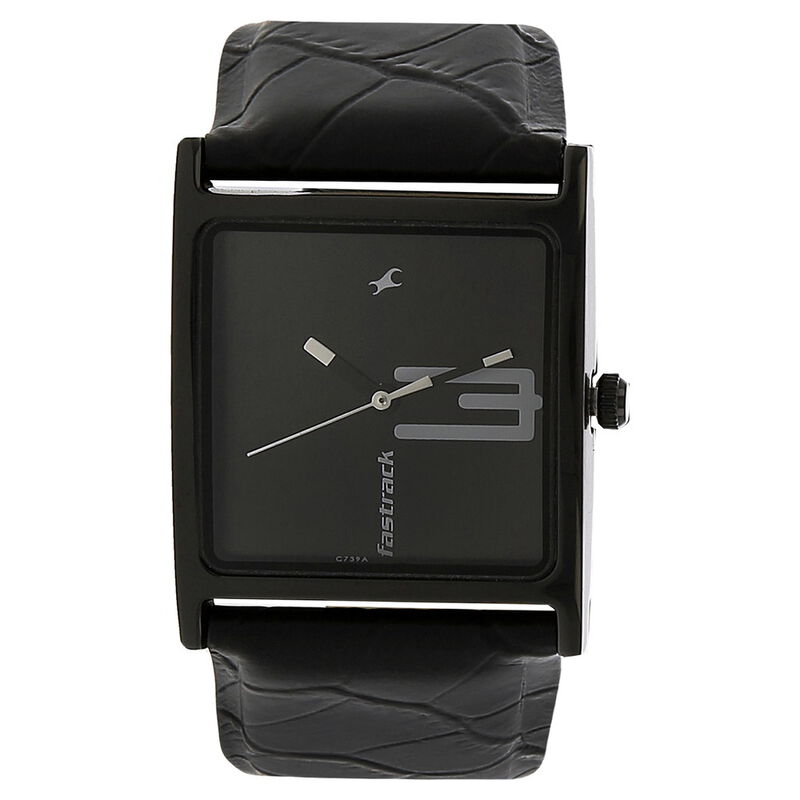 Fastrack Quartz Analog Black Dial Leather Strap Watch for Girls