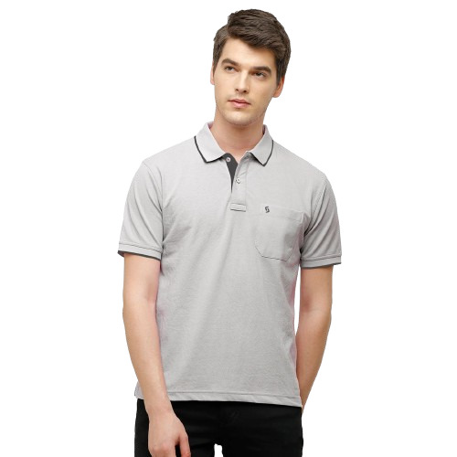 Classic Polo Men's Casual Solid Silver Half Sleeve T-Shirt
