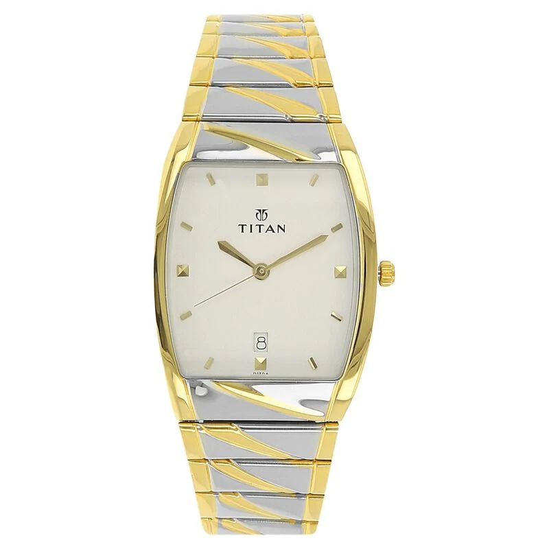 Titan Analog with Date White Dial Stainless Steel Strap watch for Men