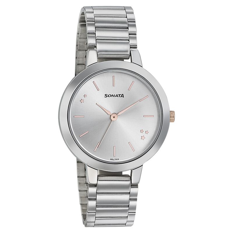 Sonata Play Silver Dial Women Watch With Stainless Steel Strap NR8141KM02