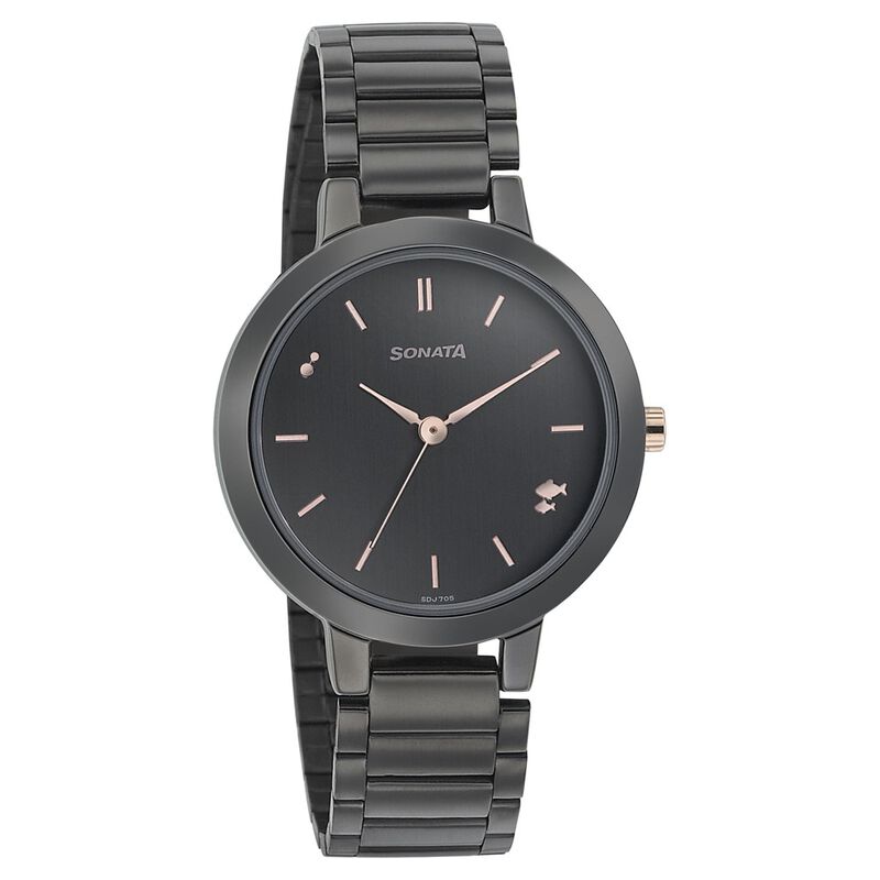 Sonata Play Anthracite Dial Women Watch With Stainless Steel Strap NR8141KM03