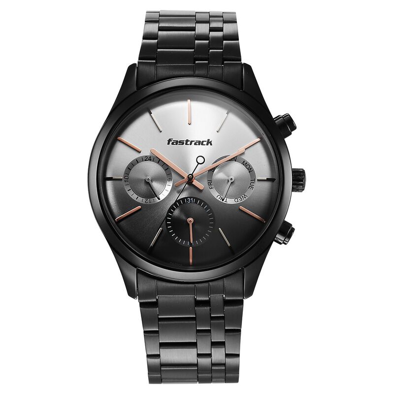 Fastrack Opulence Quartz Multifunction Multicoloured Dial Stainless Steel Strap Watch for Guys