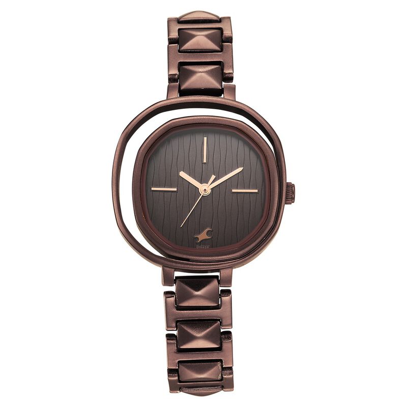 Fastrack Opulence Quartz Analog Brown Dial Metal Strap Watch for Girls
