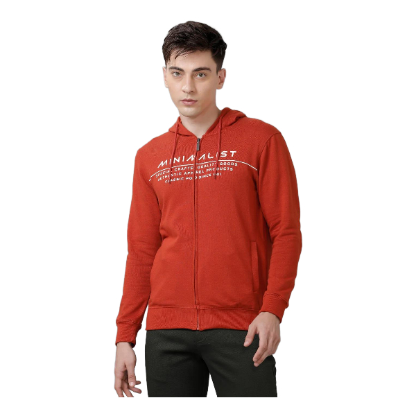 Classic Polo Mens Cotton Printed Full Sleeve Slim Fit Hooded Neck Red Color Sweat Shirt | Cpss 328 B