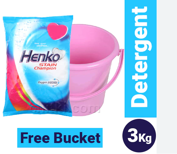 Henko Stain Care Detergent Powder 3 kg with Bucket