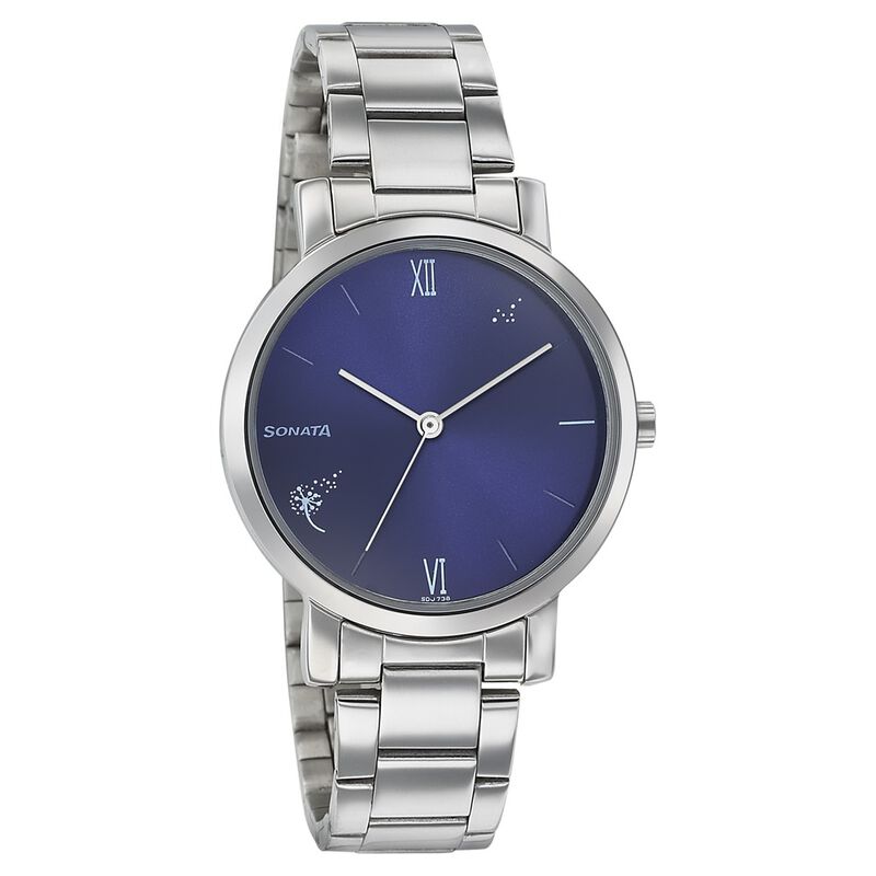 Sonata Play Blue Dial Women Watch With Stainless Steel Strap NR8164SM01