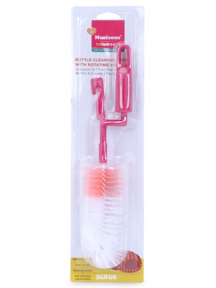 J L Morison Rotary Bottle & Nipple Cleaning Brush - Pink