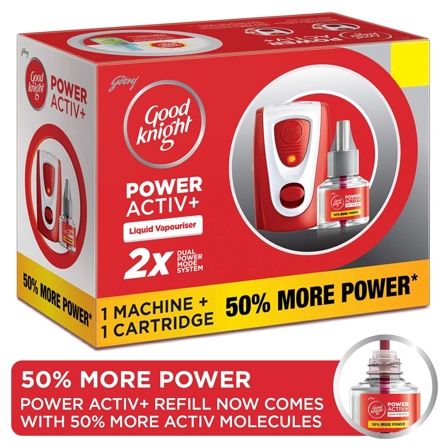 Godrej Good knight Power Activ+ System and Liquid Vapourizer Refill - with 2X Power for Complete Protection | Combo Pack