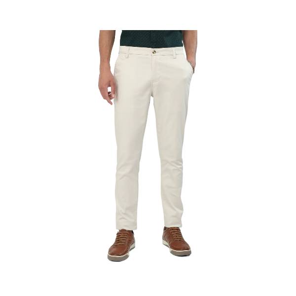 Classic Polo Men's Moderate Fit Cotton Trousers | CR-TRS-SATIN-CREAM MF LY
