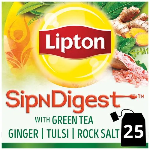 Lipton SipNDigest Spiced Green Tea Bags, 25 pcs (25 Bags x 1.8 g Each)