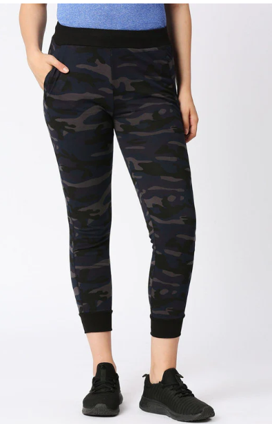 Women Camouflage Navy Printed Joggers - ZIP TRACK-CAMO-NY (8904316992078)