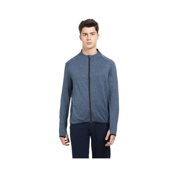 Men's Soft Touch Microfiber Elastane Stretch Thumbhole Jacket with Stay Dry Treatment - Blue Marl