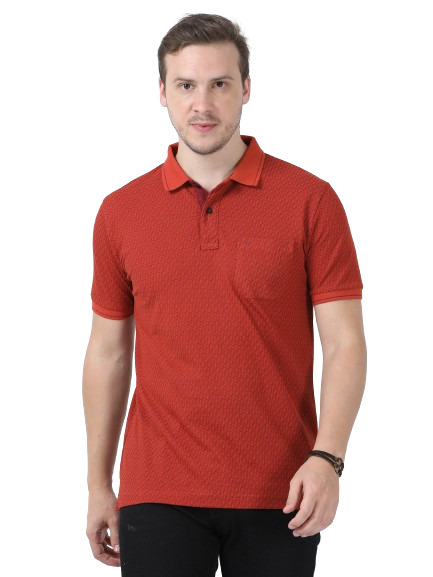 Classic Polo Men's Printed Red Cotton Half Sleeve T-Shirt | BEAU - 243 A SF P