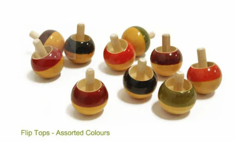 Wooden Spinning Magical Tops (Pack of 10)  - Shree Channapatna Toys