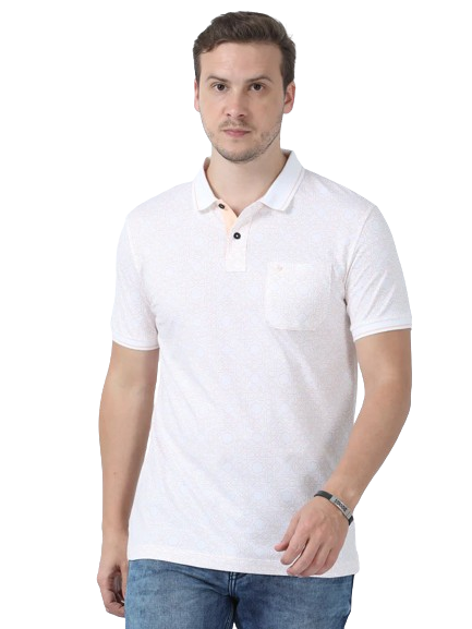 Classic Polo Men's Printed White Cotton Half Sleeve T-Shirt | BELLO - 266 B SF P