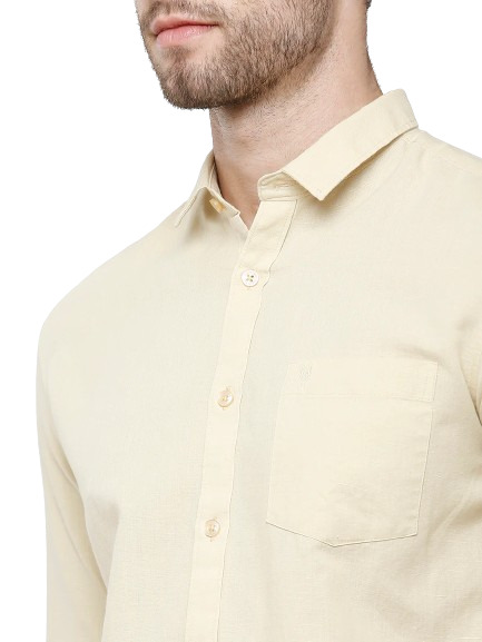 Classic Polo Mens Cotton Solid Milano Fit Full Sleeve Khaki Colour Woven Shirt - Mica Khaki FS