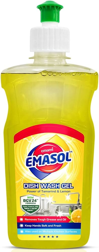 EMAMI EMASOL Dish Wash Gel with Lemon & Tamarind, Removes Grease, Lemon Fragrance, 500 ml