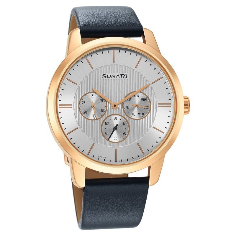 Sonata Quartz Multifunction Silver Dial Leather Strap Watch for Men Try It On View Similar NR7139WL01