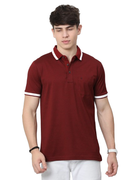 Classic Polo Mens Cotton Half Sleeves Floral Authentic Fit Polo Neck Maroon Color T-Shirt | Swank - 10 A Af P