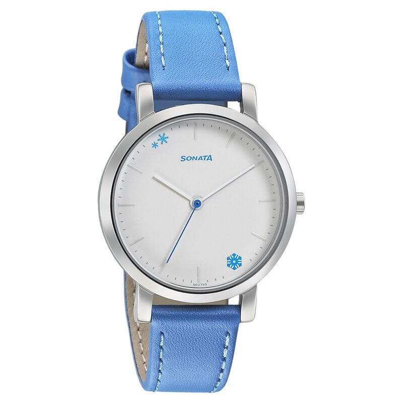 Sonata Play Silver Dial Women Watch With Leather Strap NR8164SL01