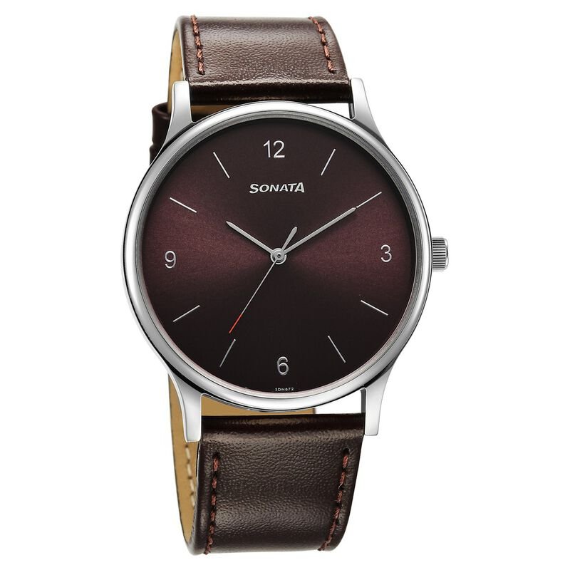 Sonata Quartz Analog Brown Dial Watch for Men 77105SL10