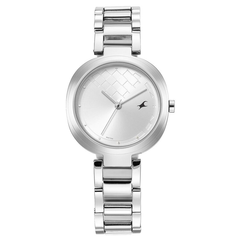 Fastrack Stunners Quartz Analog Silver Dial Stainless Steel Strap Watch for Girls