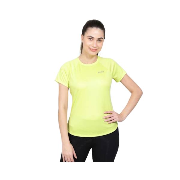 Women's Microfiber Fabric Relaxed Fit Half Sleeve T-Shirt with StayFresh Treatment - Daiquiri Green