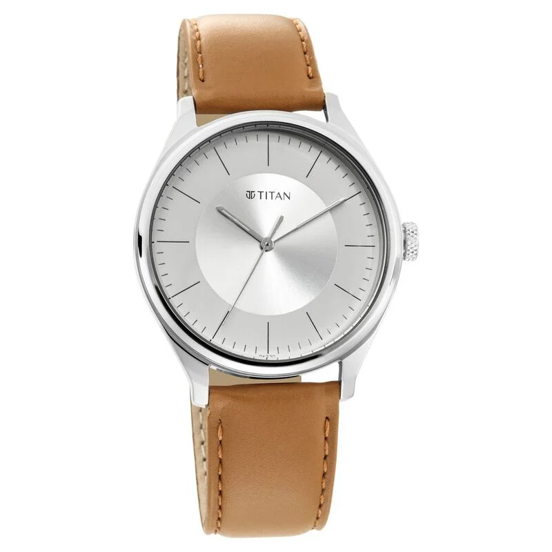 Titan Men's Urban Edge Lustrous White Dial Leather Watch