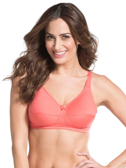 Jockey Women's Wirefree Non Padded Super Combed Cotton Elastane Stretch Full Coverage Plus Size Bra with Side Panel Support and Adjustable Broad Fabric Straps - Blush Pink