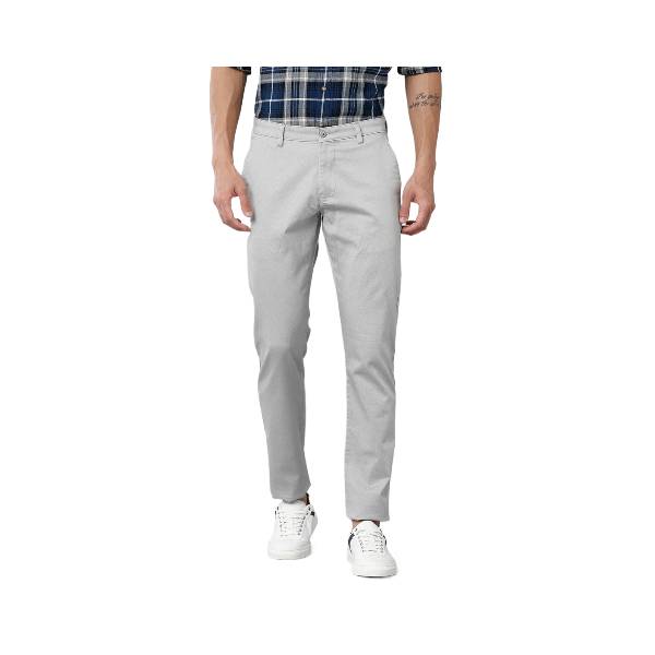 Classic Polo Men's 100% Cotton Moderate Fit Solid Ash Color Trouser | TO1-36 A-ASH