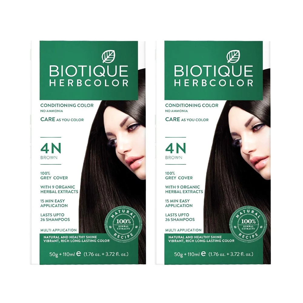 Biotique Pack Of 2 Herbcolor 4n Brown 50 Gm +110 Ml