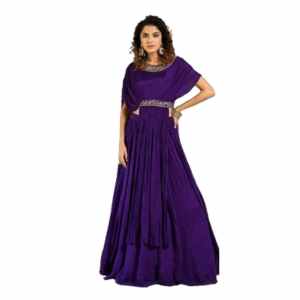 Divena Purple Zardozi Work Chinon Fabric Crop Top with Lehenga