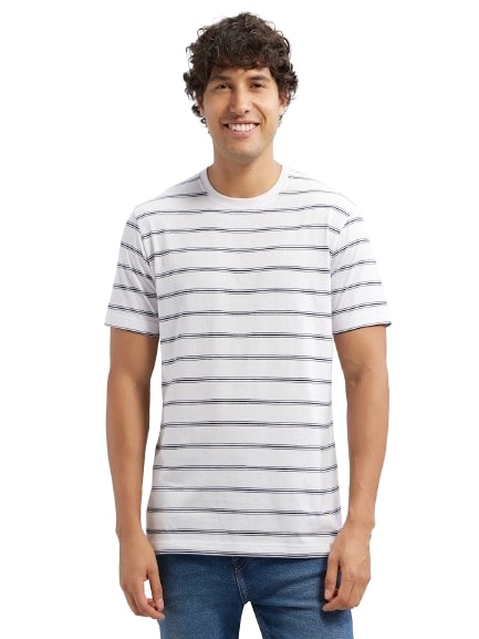 Jockey Men's Super Combed Cotton Rich Striped Round Neck Half Sleeve T-Shirt