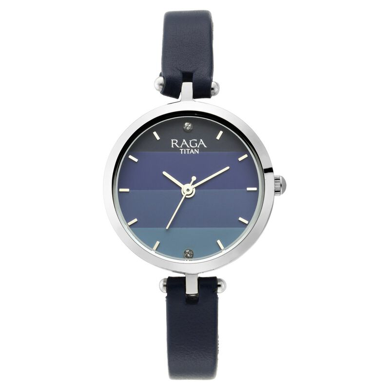 Titan Raga Viva Blue Dial Analog Leather Strap watch for Women
