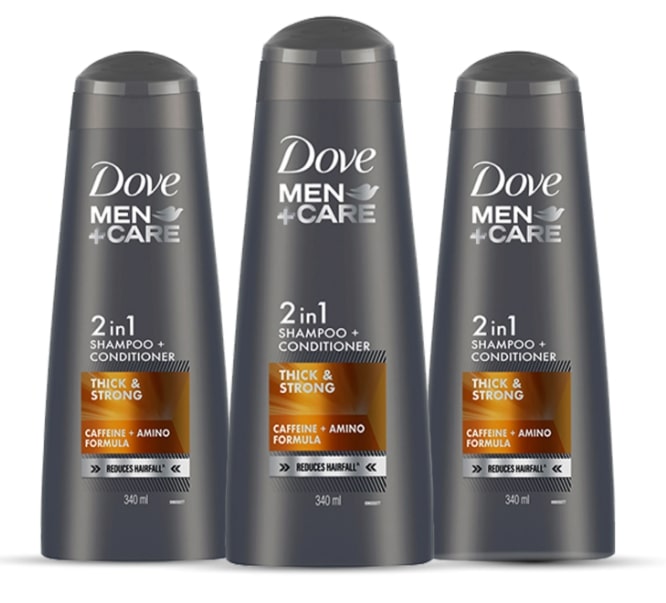 Dove Men+Care Thick & Strong 2in1 Shampoo+Conditioner Combo, 340ml (Pack of 3)