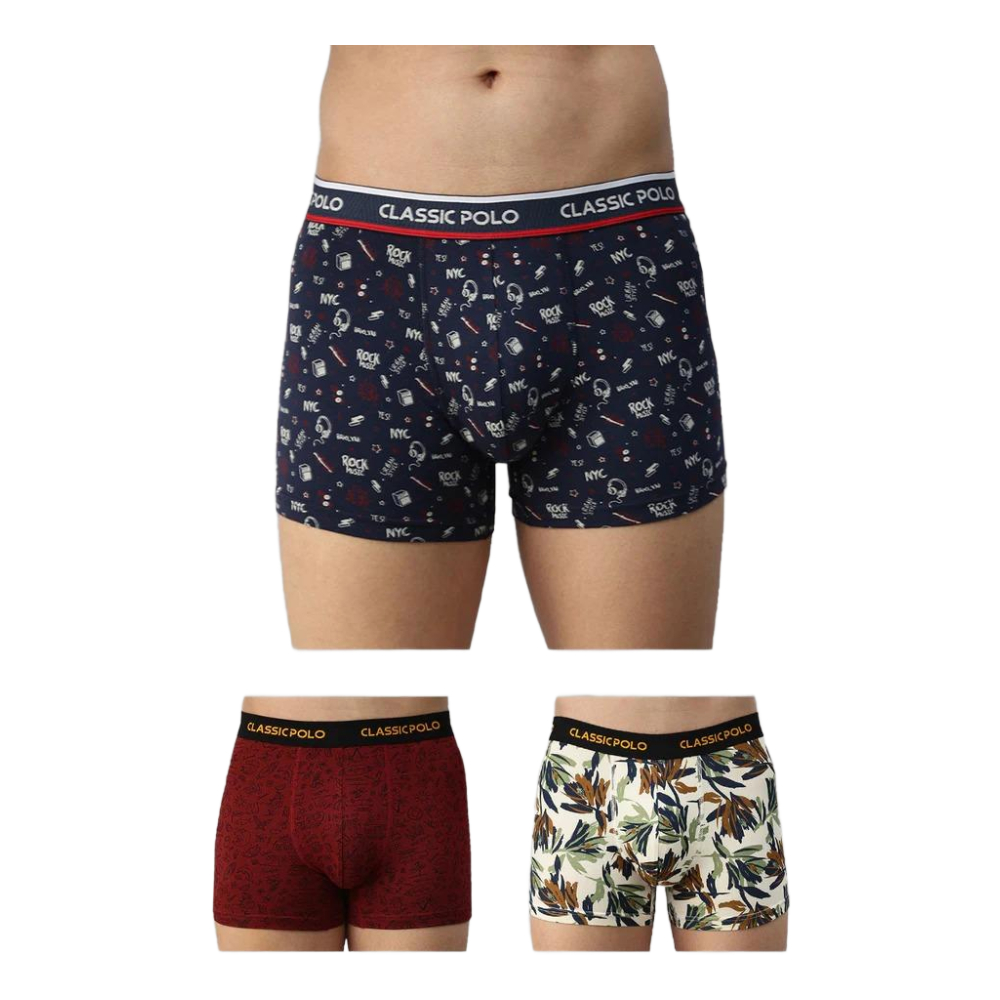 Classic Polo Men's Modal Printed Trunks | Glance - Multicolor (Pack Of 3)