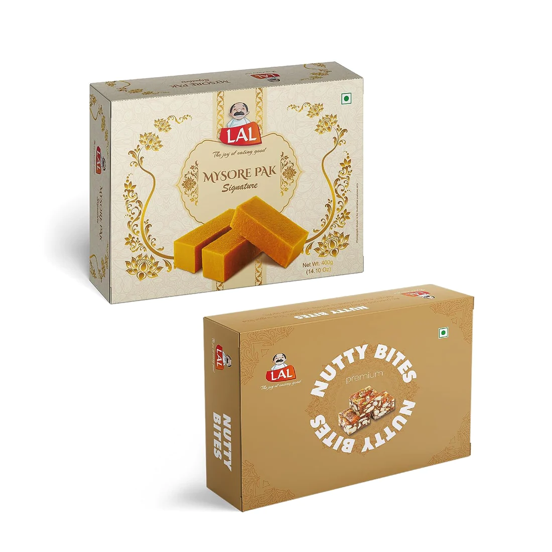 Lal Sweets Mysore Pak Signature 400gm & Sugarless Nuttybite 400gm