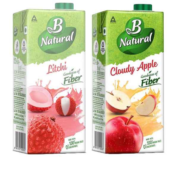 B Natural Apple Juice, 1 litre + B Natural Litchi, 1 litre - Goodness of fiber