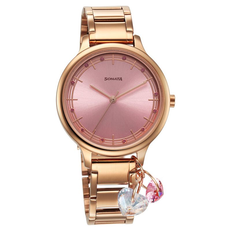 Sonata Blush Quartz Analog Pink dial Stainless Steel Strap Watch for Women 87050WM05