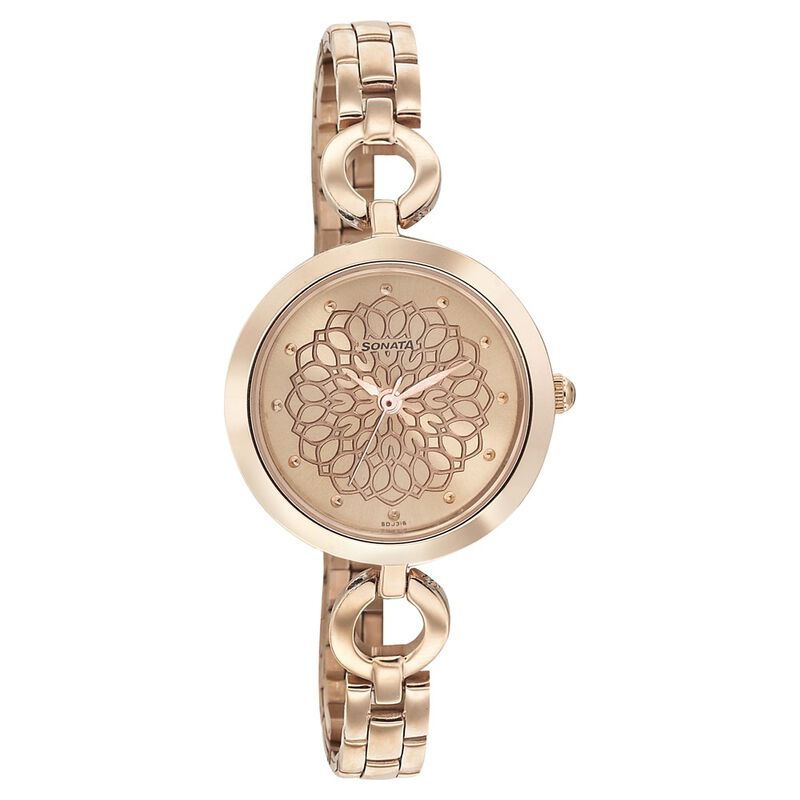 Sonata Wedding Rose Gold Dial Women Watch With Stainless Steel Strap NR8147WM01