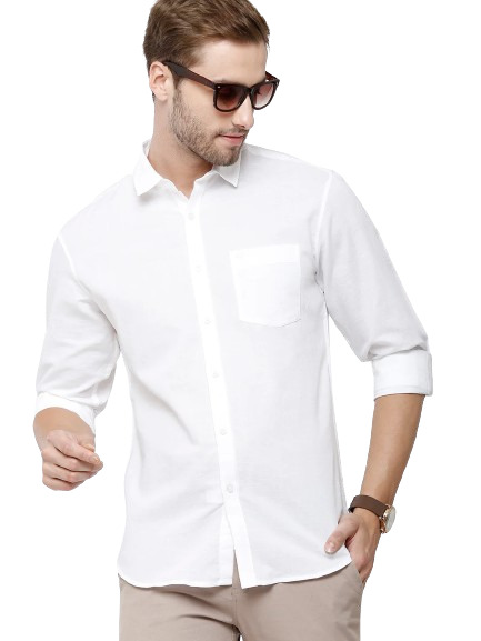 Classic Polo Mens Solid Full Sleeve Milano Fit Full Sleeve Woven Shirt -Mica White FS