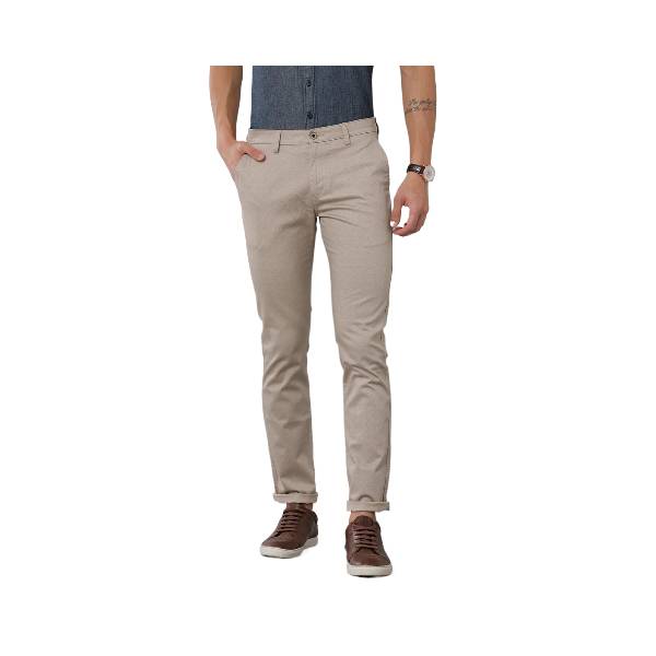 Classic Polo Men's 100% Cotton Moderate Fit Solid Cream Color Trouser | TO1-37 B-CRM