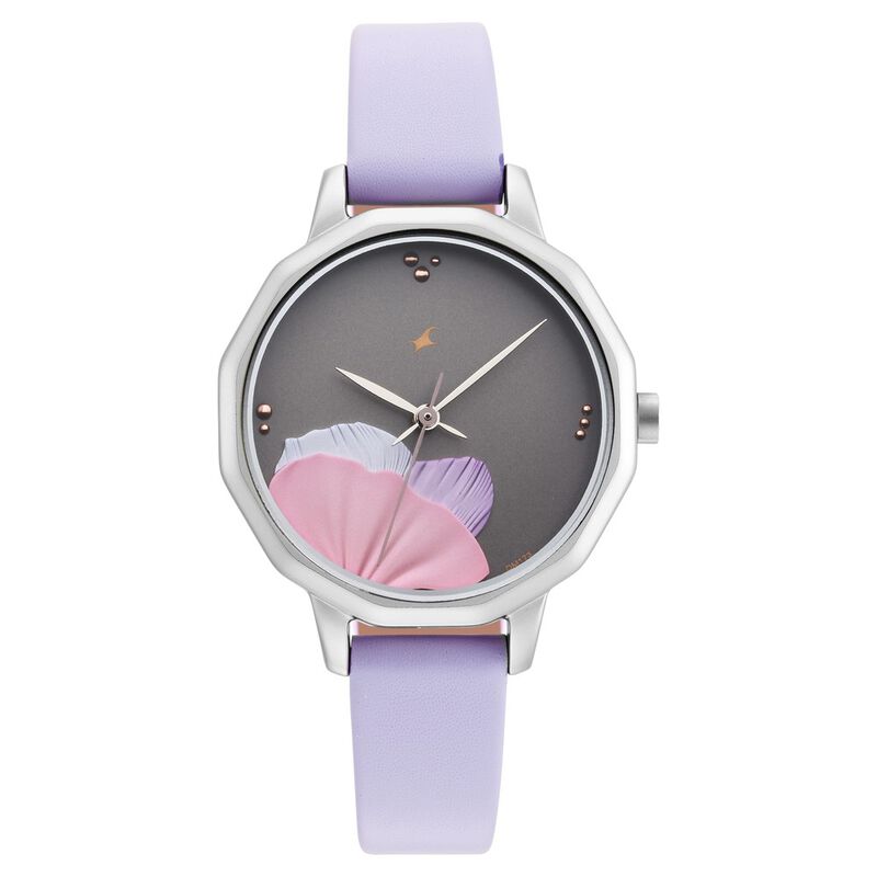 Fastrack Uptown Retreat Quartz Analog Grey Dial Leather Strap Watch for Girls
