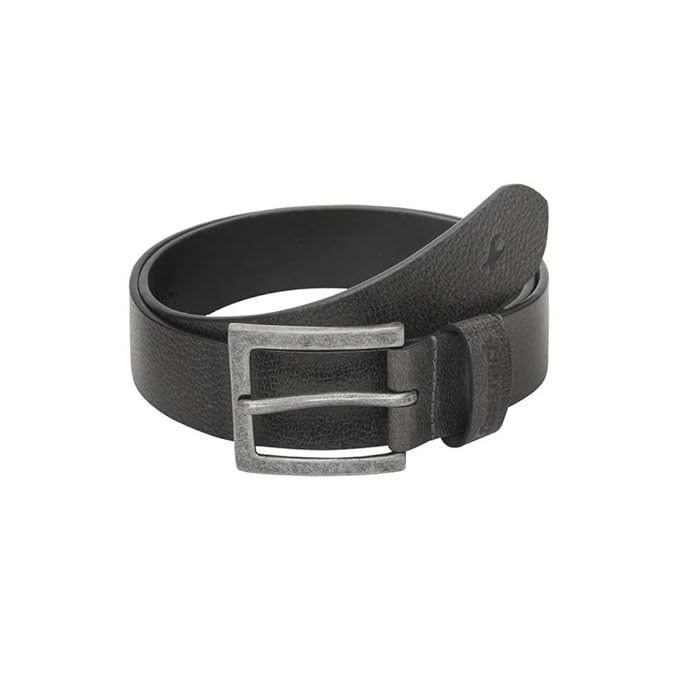 Fastrack Buckle Closure Mens Leather Casual Belt (GREY, FREE SIZE)