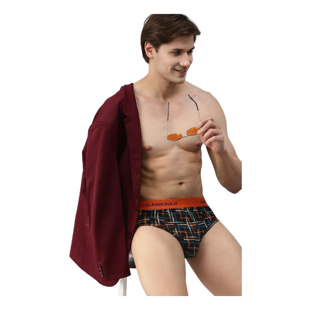 Classic Polo Men's Modal Printed Brief | Scarce - Black