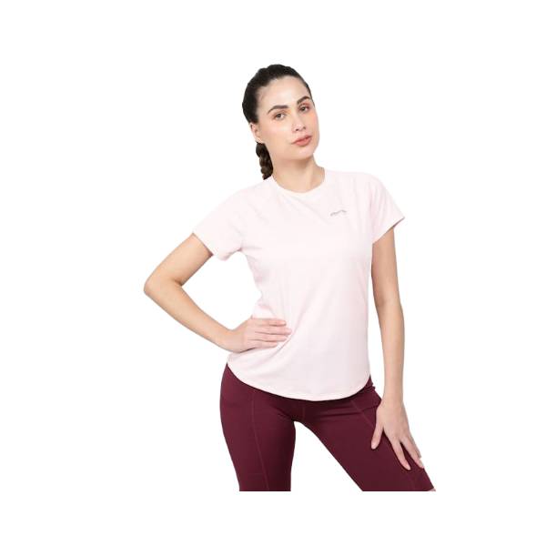 Women's Microfiber Fabric Relaxed Fit Half Sleeve T-Shirt with StayFresh Treatment - Almond Blossom