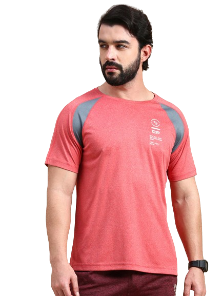Classic Polo Men's Round Neck Polyester Red Slim Fit Active Wear T-Shirt | GENX-CREW 17B SF C