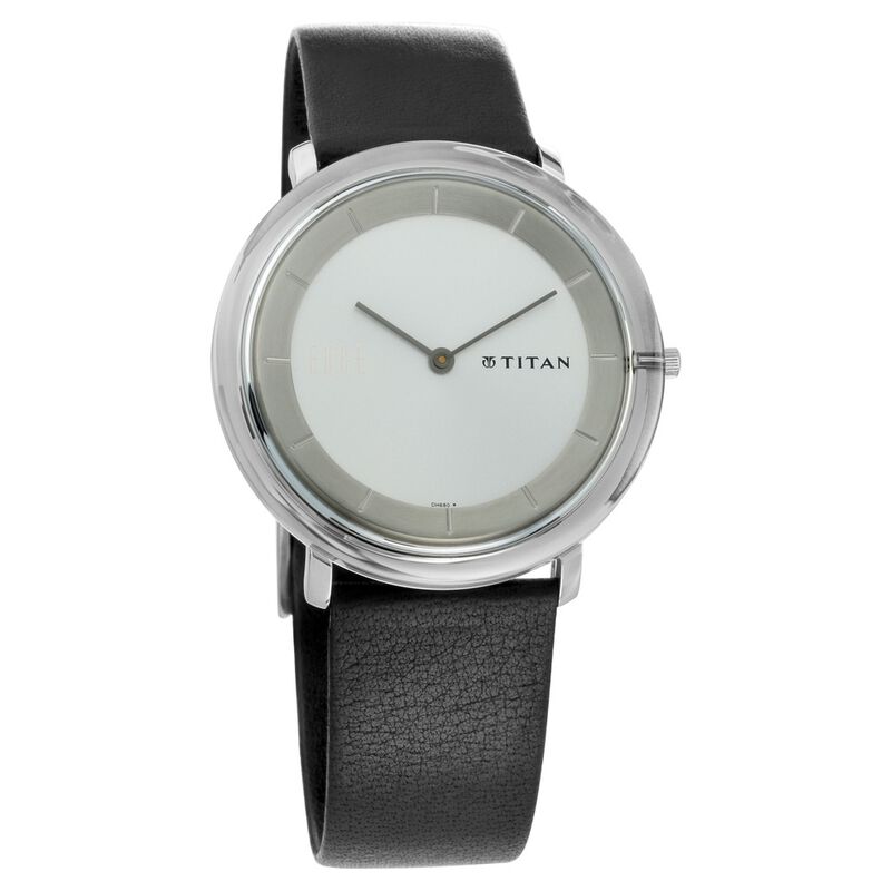 Titan Quartz Analog Silver Dial Leather Strap Watch for Men