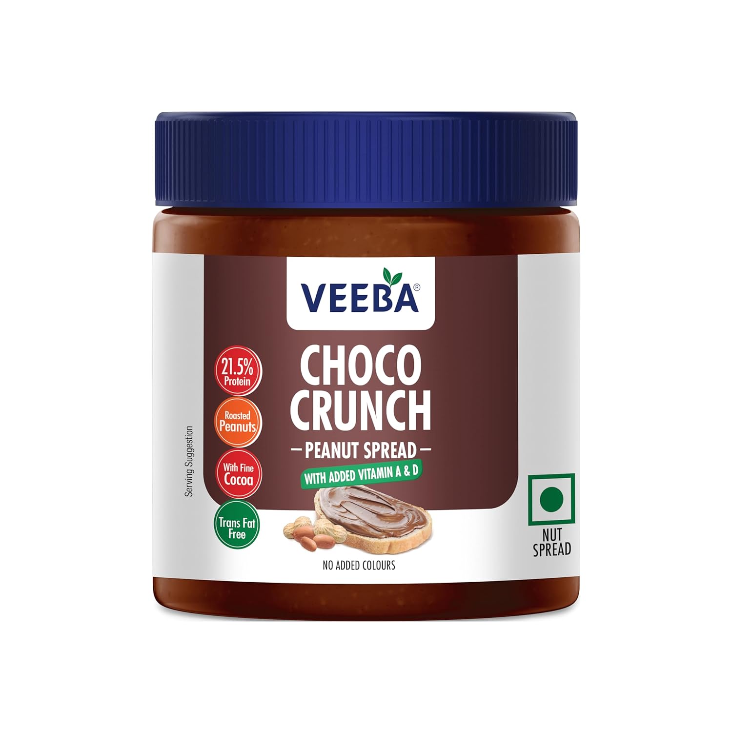 VEEBA Choco Peanut Spread Crunchy Jar, 340 g