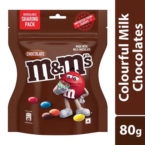 M&Ms Milk Chocolate Candies - Resealable Sharing Pack, 80 g Pouch